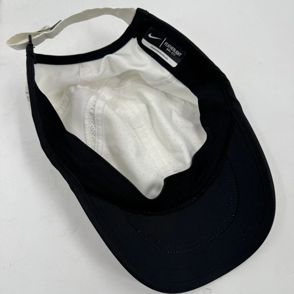 Nike Featherlight Dri-Fit White Black‎ Running Sports Baseball Cap Hat